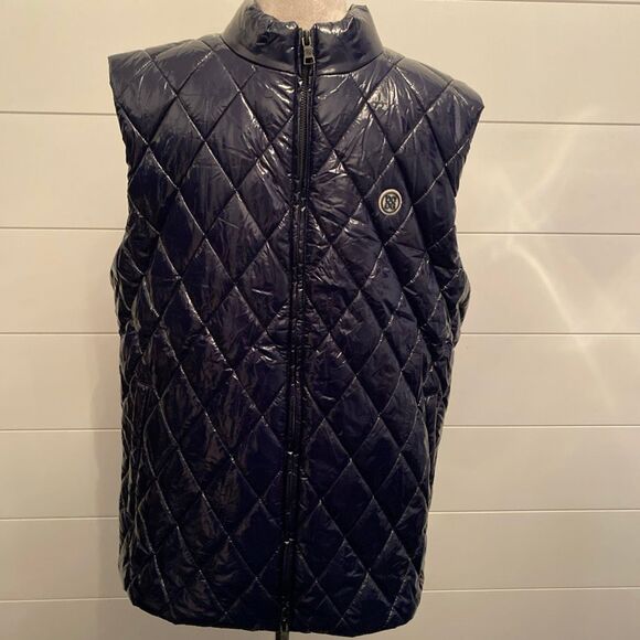G/FORE Golf Quilted Polished Nylon Wool Lined Puffer Vest Navy Mens Retail $475 - Picture 3 of 12